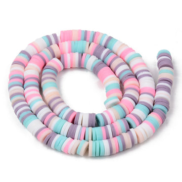 1 Strand, 6mm, Heishi Beads, Environmental Handmade Polymer Clay Beads, Disc/Flat Round  in Multi Shades